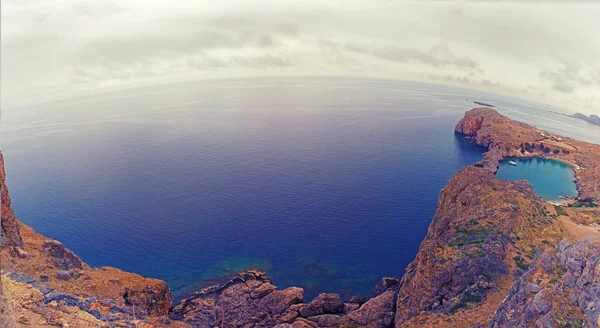 Lindos-öbölre és a St. Paul's Bay-panoráma — Stock Fotó