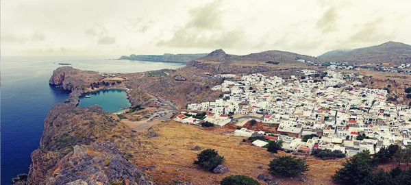 Lindos  and St. Paul's Bay panorama — Stock Photo, Image