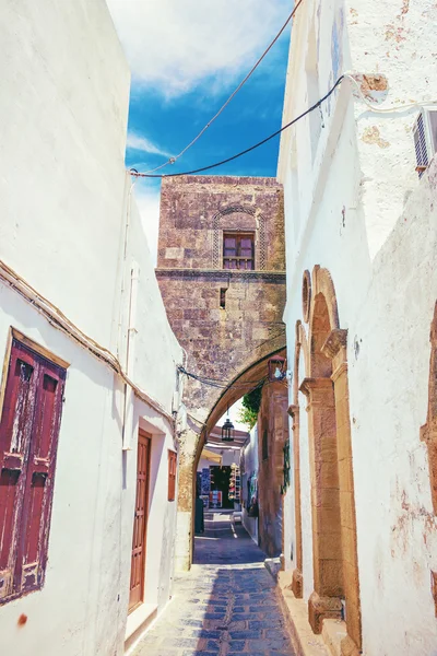 Lindos calle antigua — Foto de Stock