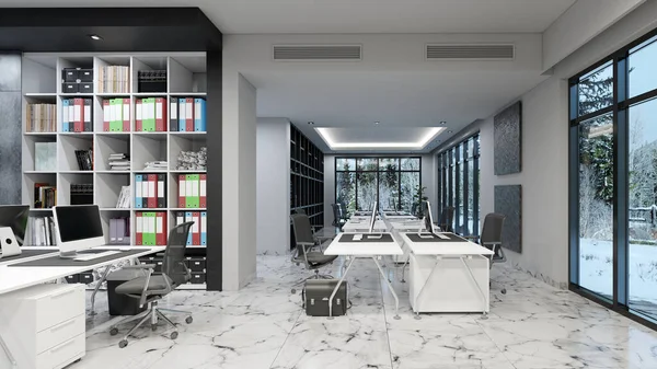 contemporary office interior. 3d rendering design concept