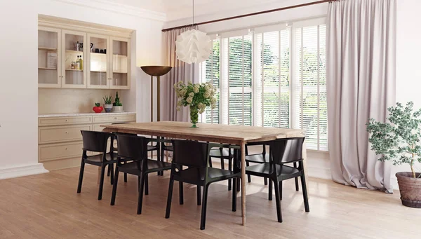 Modern Dinner Room Interior Rendering Design Concept — Stock Photo, Image
