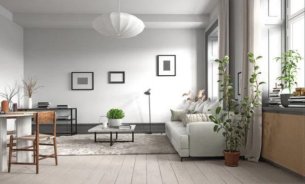 现代生活室内设计 3D概念说明 — 图库照片