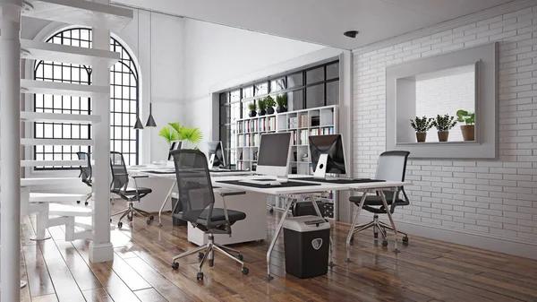 Moderno Concetto Interior Design Ufficio Idea Rendering — Foto Stock