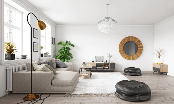 Modern Wooninterieur Begrip Illustratie — Stockfoto