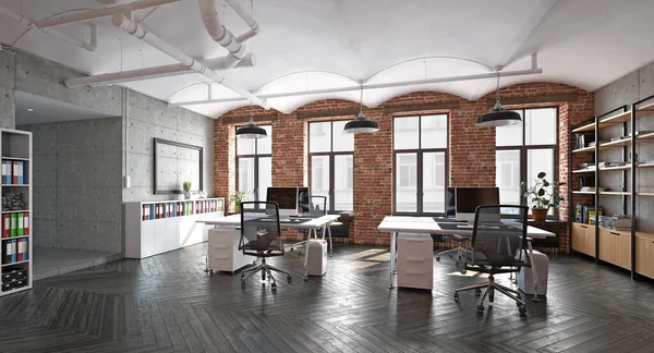 Modern Office Interior Design Concept Rendering Idea — Stock Photo, Image