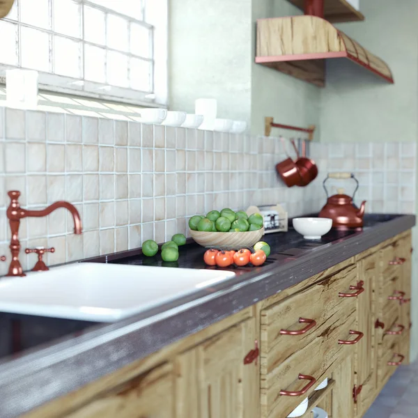 Cucina vintage interno — Foto Stock