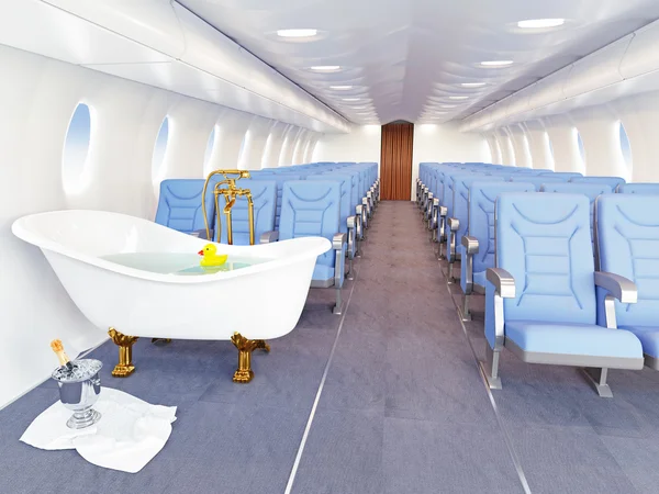 Tubo de baño de lujo en avión — Foto de Stock