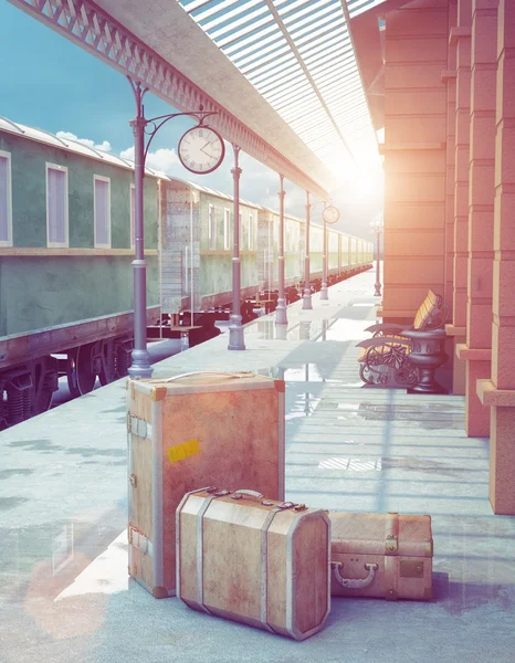 Retro railway station — Stock Photo, Image