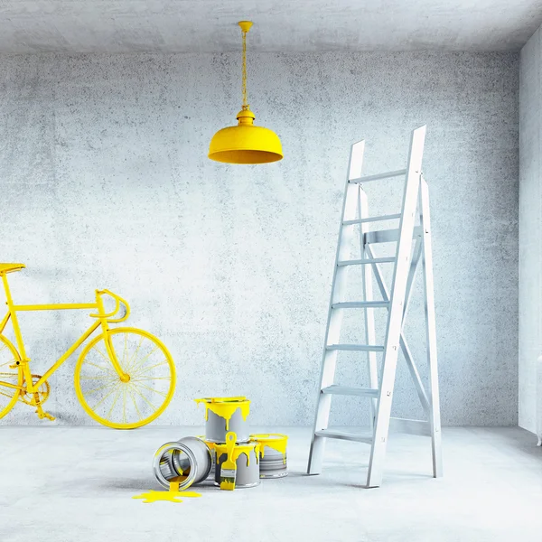 Interior with painted chandelier — Stock Photo, Image