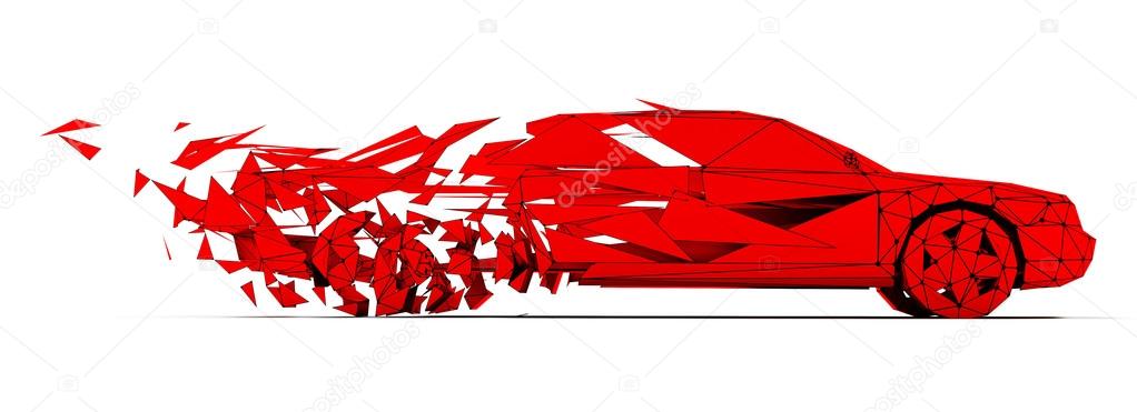 Low-poly red car