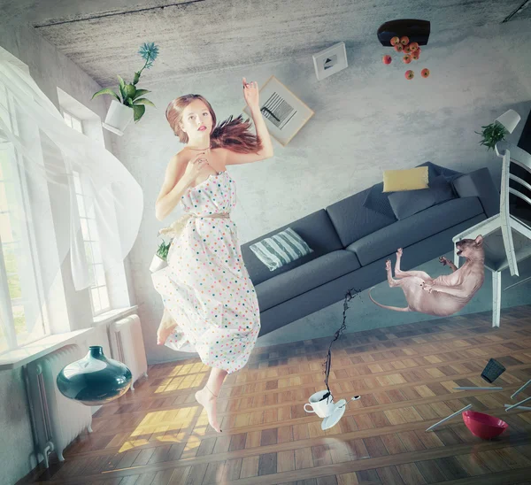 Zero gravity  girl — Stock Photo, Image