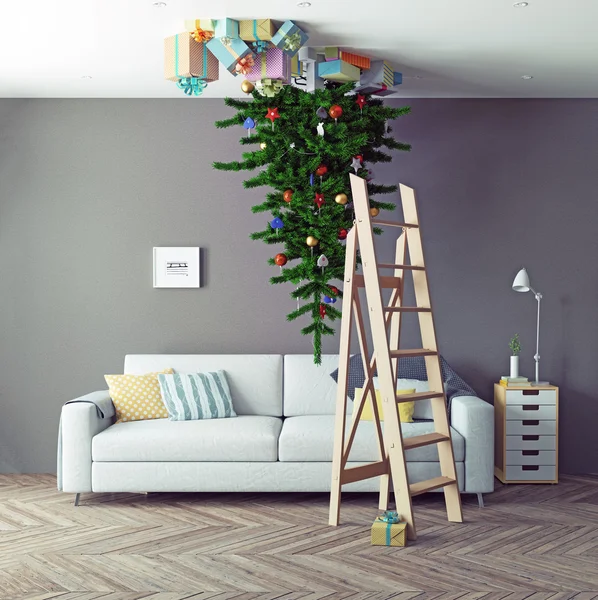 Christmas tree on the ceiling — Stock Photo, Image