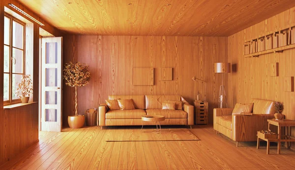 Το ξύλινο εσωτερικό — Φωτογραφία Αρχείου
