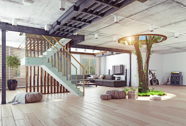 Настоящее живое дерево в помещении
