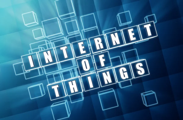 Internet of things in blue glass cubes — Stock Photo, Image