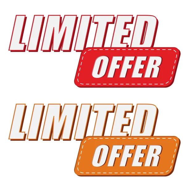 Limited offer in two colors labels, flat design — Stock Photo, Image