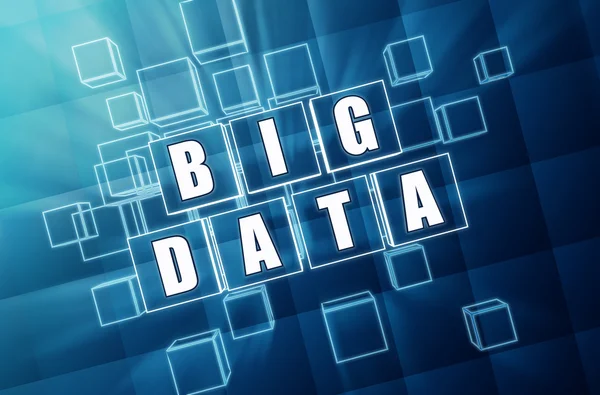 Big Data in blauen Glaswürfeln — Stockfoto