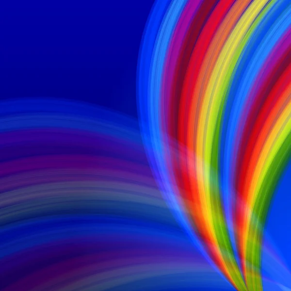 Multicoloridas linhas de arco-íris fonte sobre azul — Fotografia de Stock