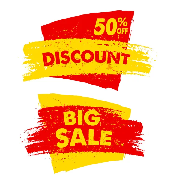 50 percent off discount and big sale banners, vector — Stock Vector