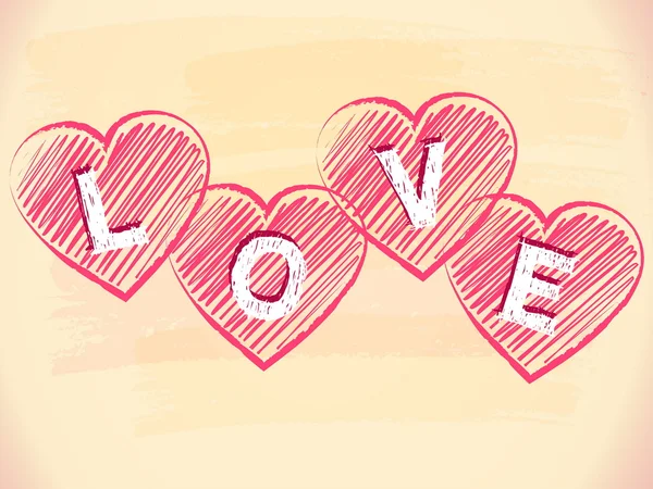 bej arka plan üzerinde çizgili kalplerde aşk, vektör