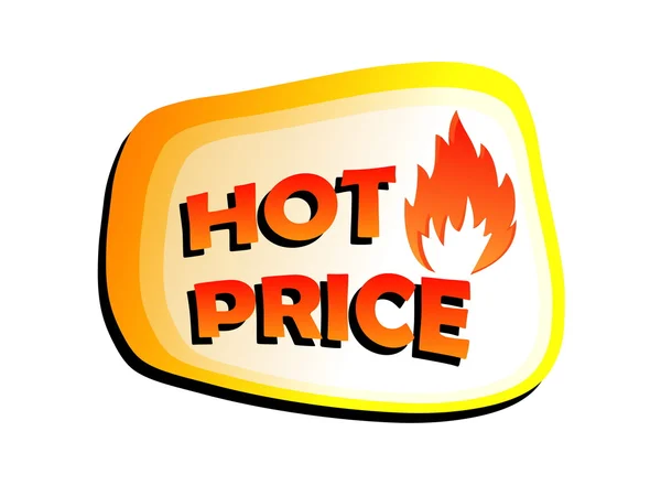 Hot price with flame sign, label, vector — Stock Vector