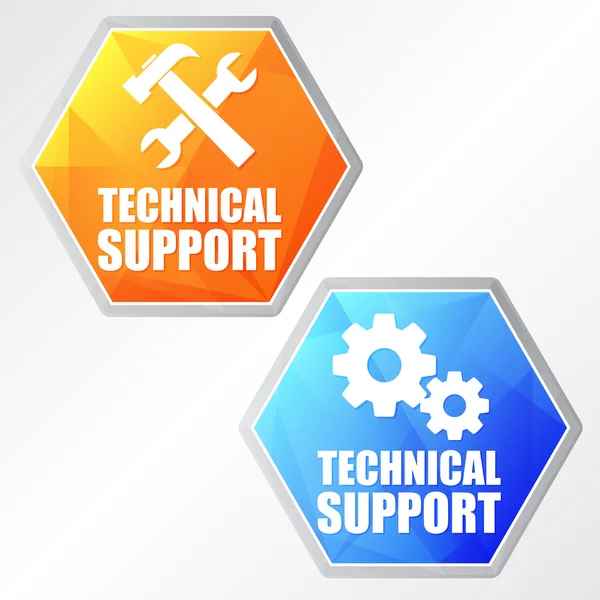 Τεχνική υποστήριξη με εργαλεία σημάδι και ρόδες εργαλείων, δύο χρώματα αυτός — Διανυσματικό Αρχείο
