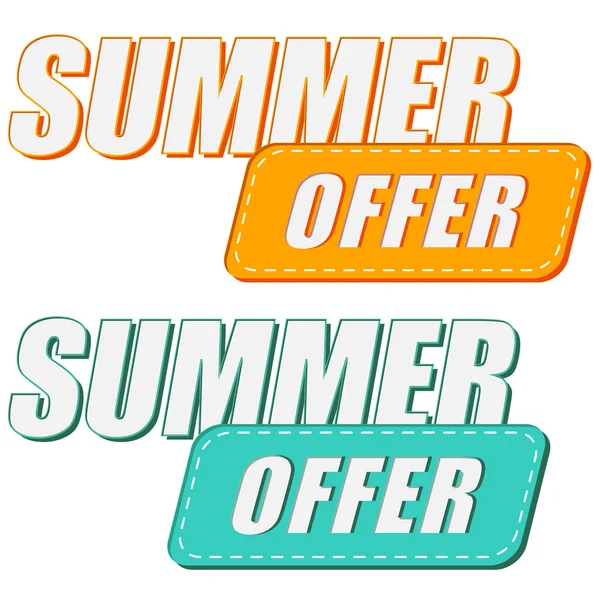 Summer offer, two colors labels, vector — Stock Vector