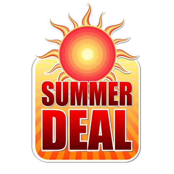 Summer deal i etikett med sol, vektorgrafik — Stock vektor