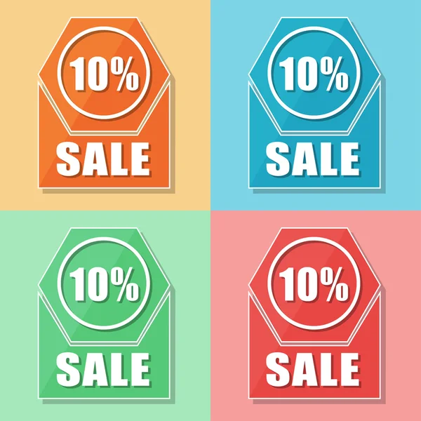 10 procent sprzedaży, cztery kolory ikon internetowych, wektor — Wektor stockowy