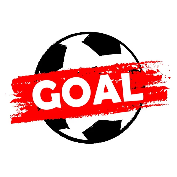 Goal over soccer ball, drawn banner, vector — Stock Vector