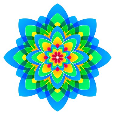 Mandala çiçek, gökkuşağı renkleri çevrelerde, vektör