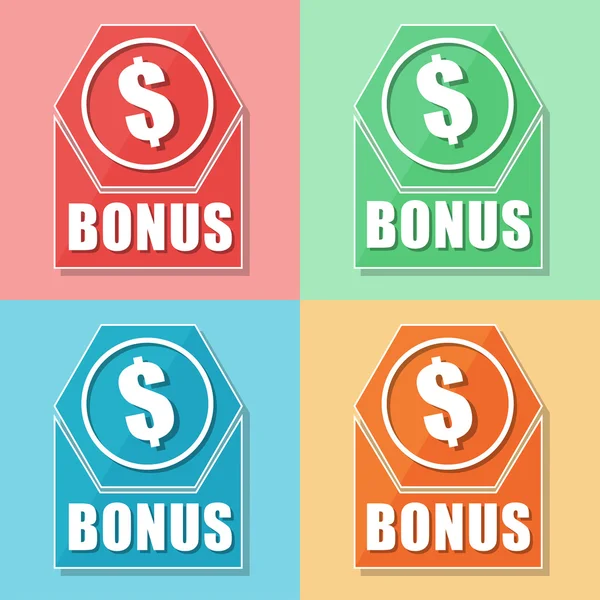 Bono y símbolo del dólar, cuatro colores iconos web, vector — Archivo Imágenes Vectoriales