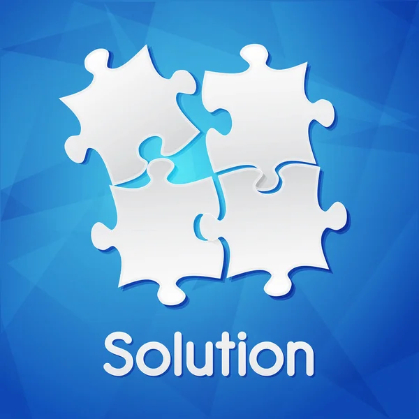 Solution and puzzle pieces over blue background, flat design, ve — Stock Vector