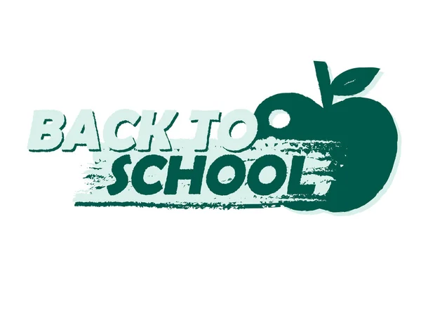 Terug naar school met apple, getekende banner, vector — Stockvector