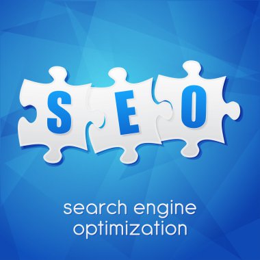 Bulmaca, SEO arama motoru optimizasyonu, düz tasarım, vektör