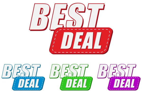 Best deal, four colors labels, vector — Stock Vector