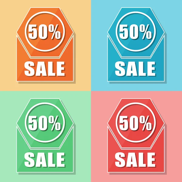 50 por ciento de venta, cuatro colores iconos web, vector — Vector de stock