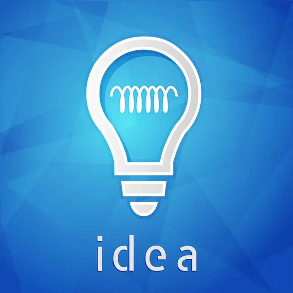 Ideia e sinal de lâmpada sobre fundo azul, design plano, vecto — Vetor de Stock