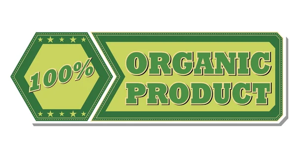 100 yüzde organik ürün - retro yeşil etiket, vektör — Stok Vektör