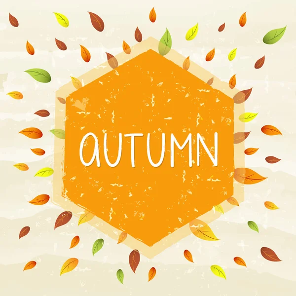 Otoño en marco con hojas, banner dibujado, vector — Vector de stock