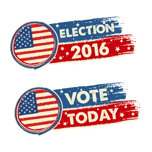 USA election 2016 and vote today with american flag banners, vec — Stock Vector