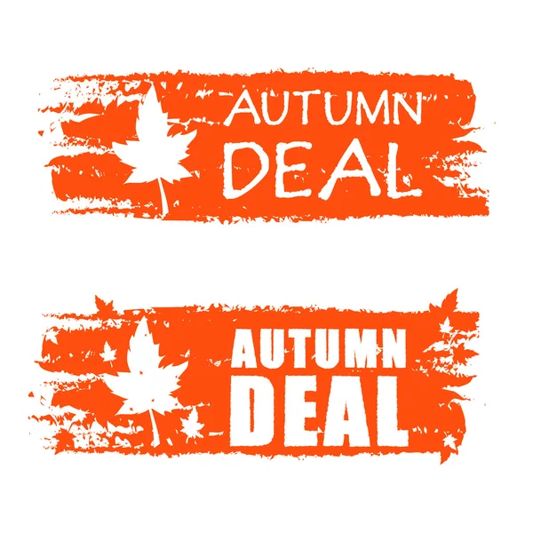Herfst deal getekend banners met val blad, vector — Stockvector