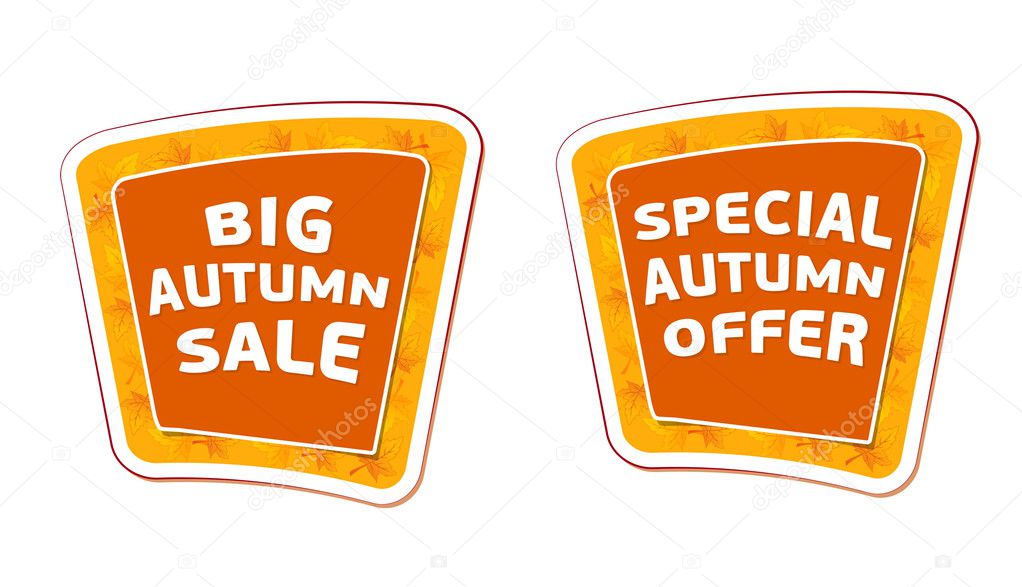 big sale and special offer autumn banners, vector