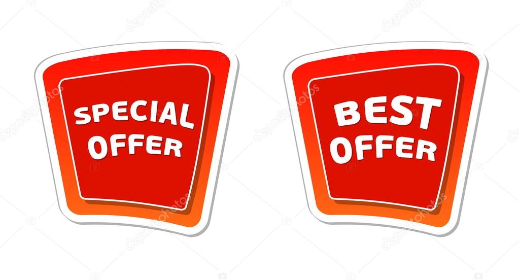 special and best offer in red banners, vector