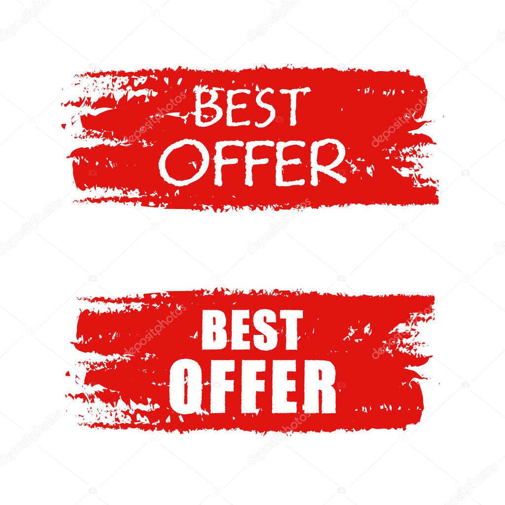 best offer on red drawn banner, vector