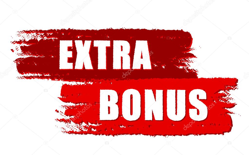 extra bonus on red drawn banners, vector