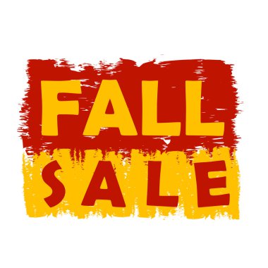 sonbahar Satılık, sarı ve kahverengi çizilmiş etiketi