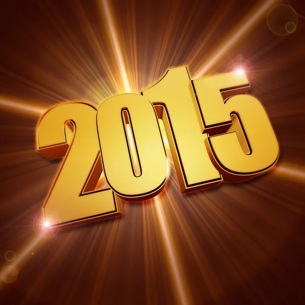 Golden 2015 with light rays — Stock Photo, Image