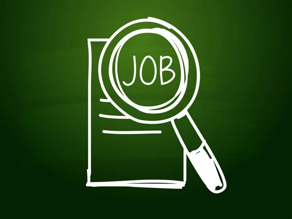 Job and search sign over green blackboard — Stock Photo, Image