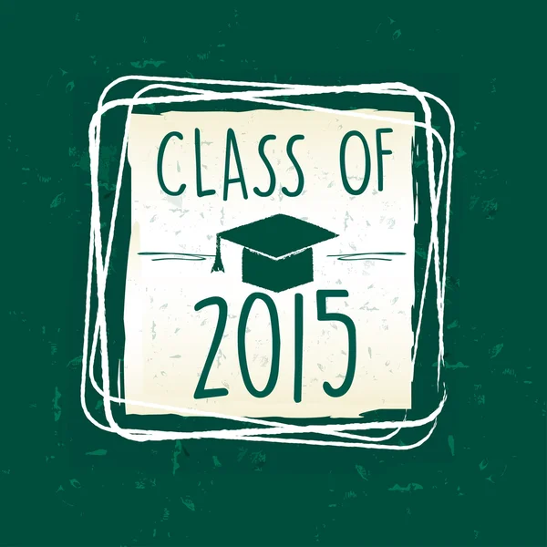 Clase de 2015 con gorra graduada con borla en marco sobre verde —  Fotos de Stock